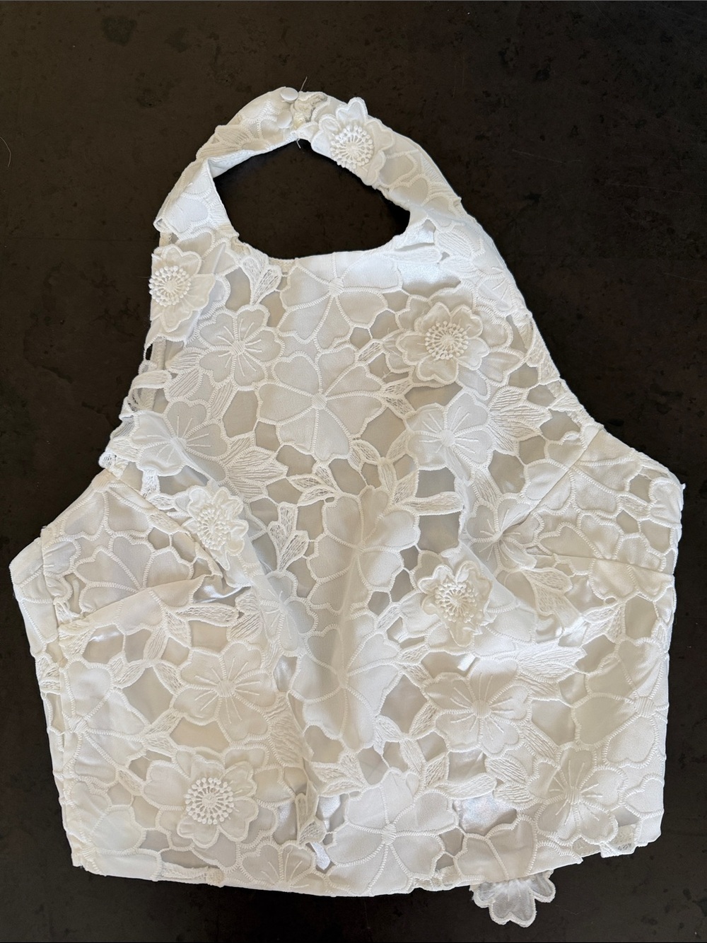 Women’s White Floral Lace Halter Top